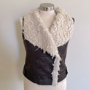 Forever21 Faux Leather Shearling Vest Size Small